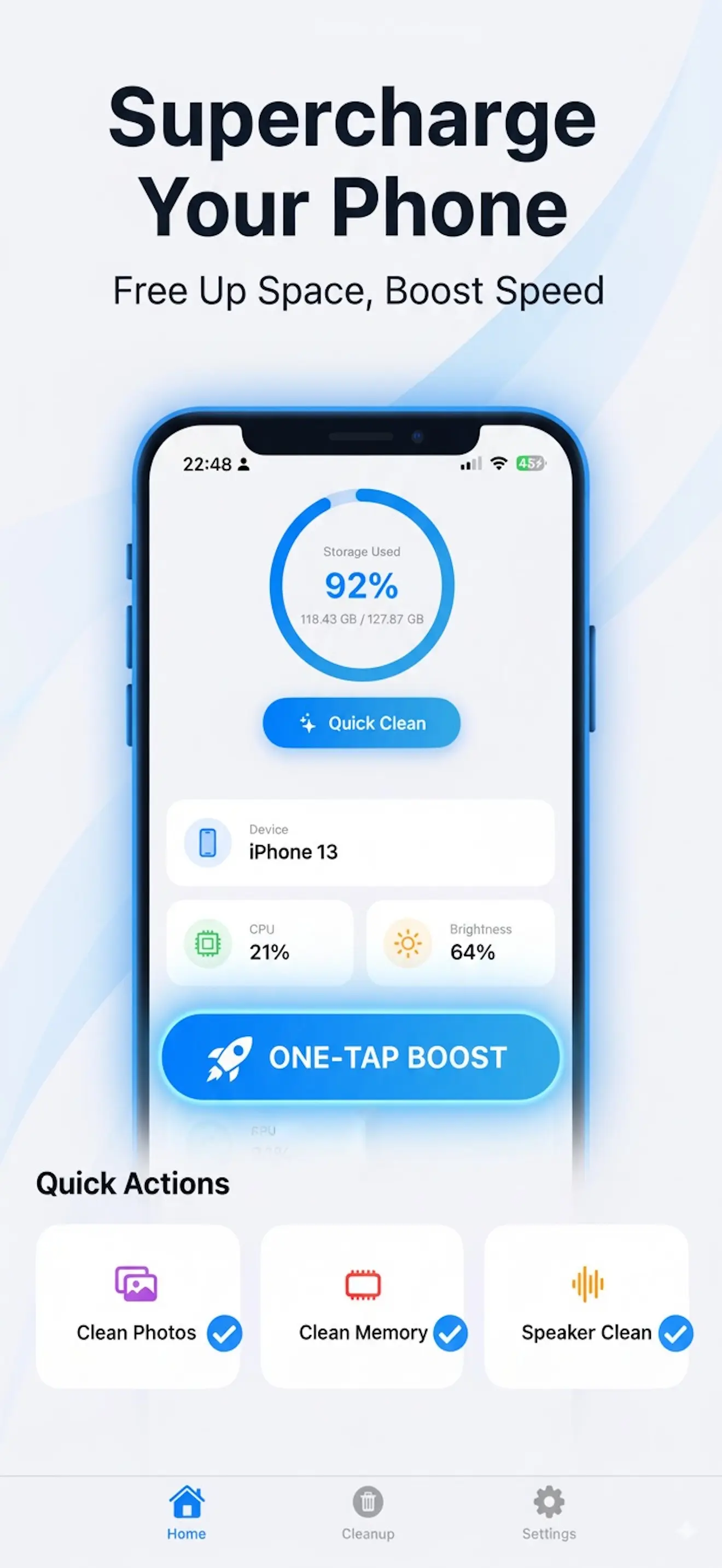 Phone Cleaner storage optimization results